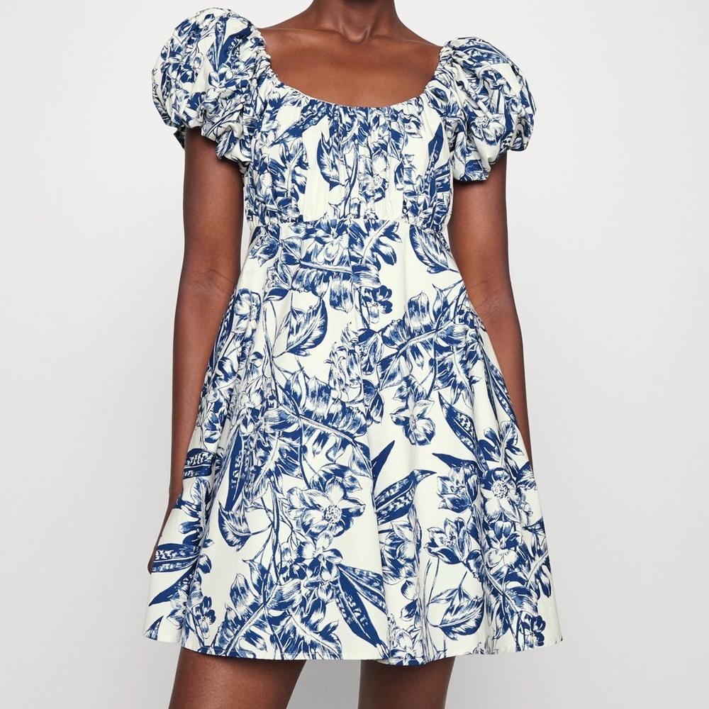Blue and White Floral Abercrombie and Fitch Dress
